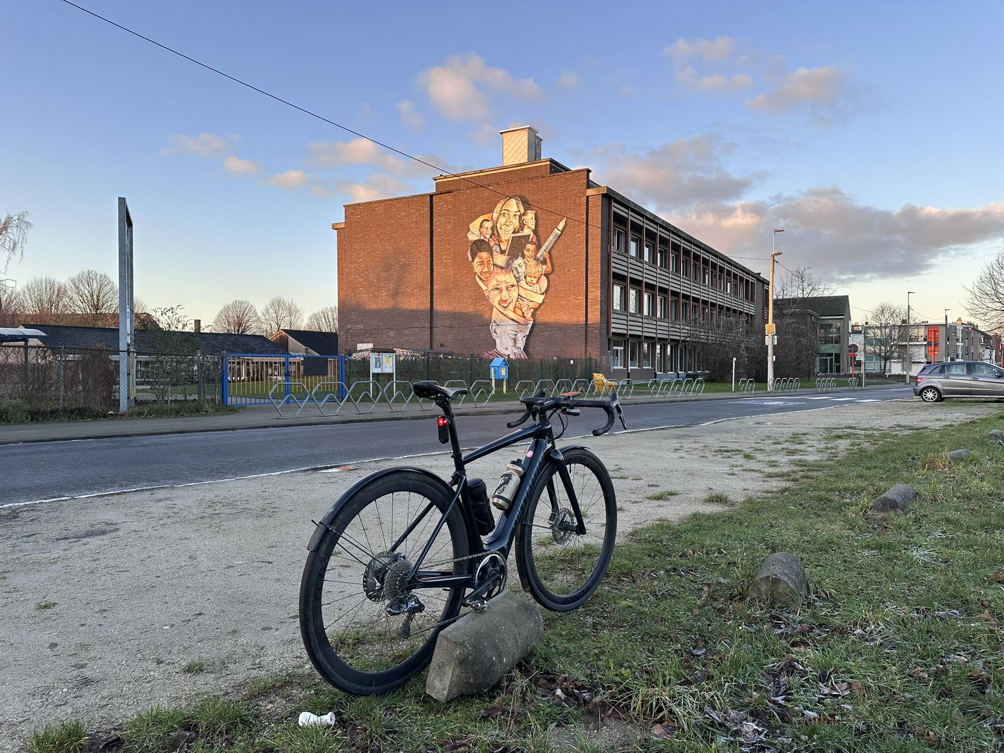 Artwork on the side of a Belgian primary school, Zaventem, Belgium